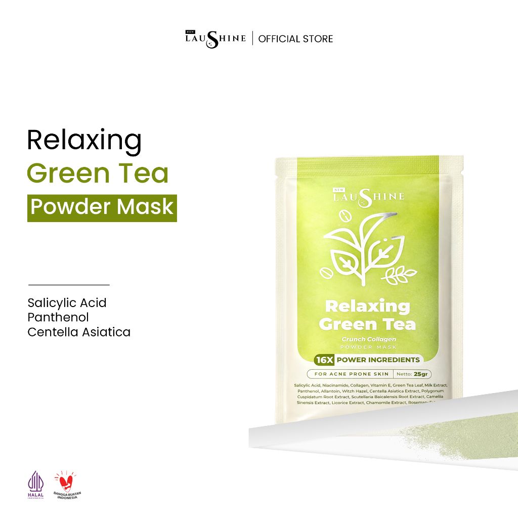 Laushine - Masker Wajah Green Tea Pouch - Membantu mengatasi jerawat - For Acne Prone Skin