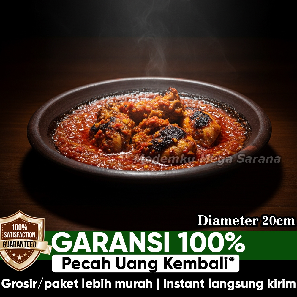Cobek Tanah Liat Sambal Gami Piring Gerabah Tahan Panas - Diameter 20 cm