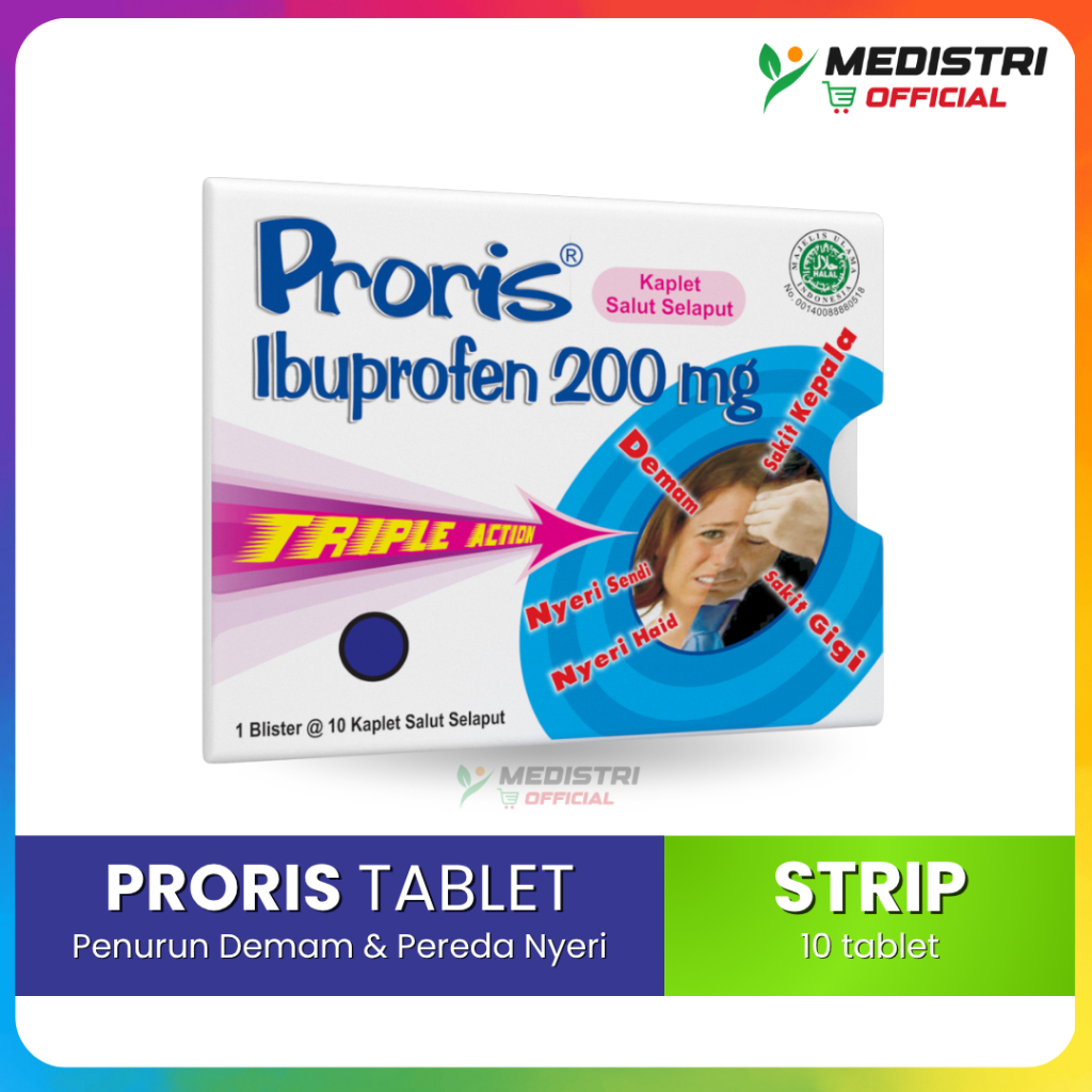 Proris Ibuprofen 200mg Triple Action Tablet Pereda Demam Nyeri Haid Gigi Dewasa Anak Strip 10 Tab