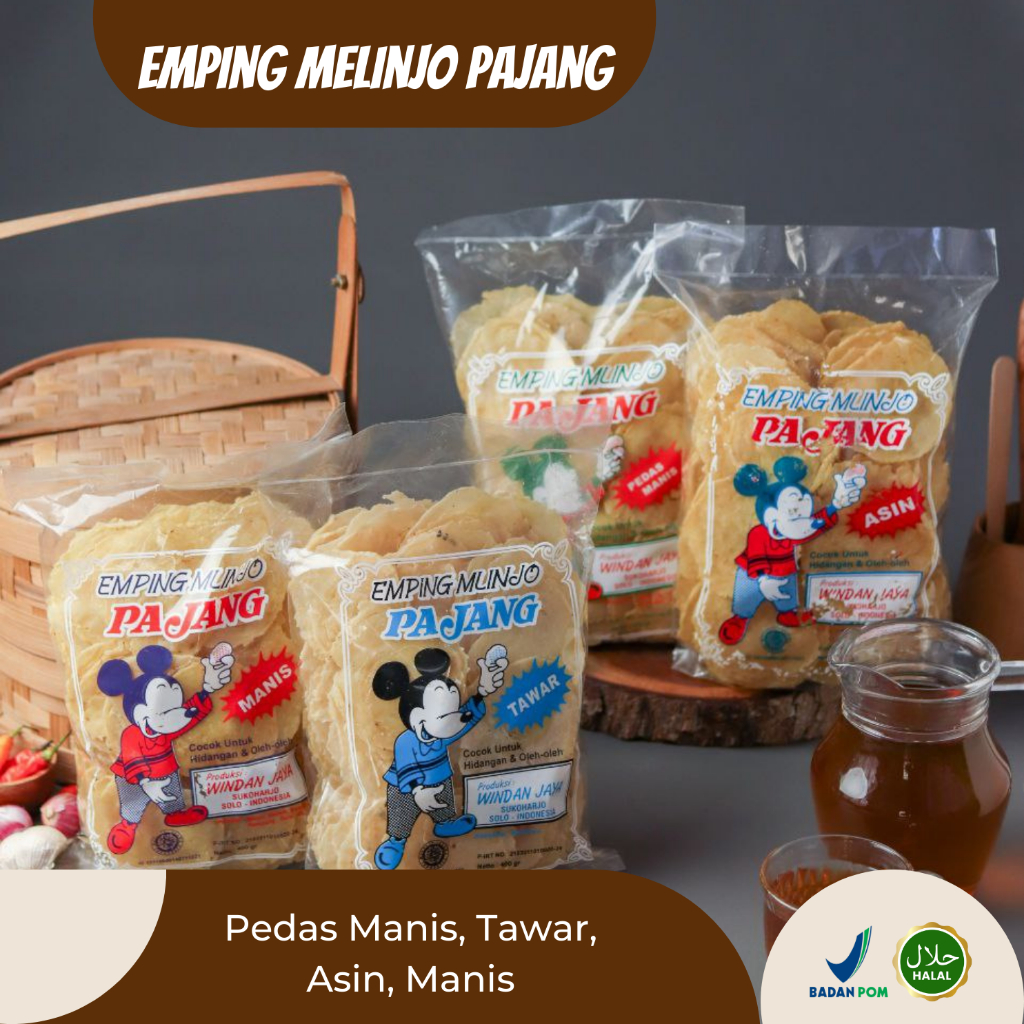 Emping Melinjo Pajang Mentah 500 & 1kg Mlinjo Belinjo Pedas Manis Asin Super Premium Asli Solo
