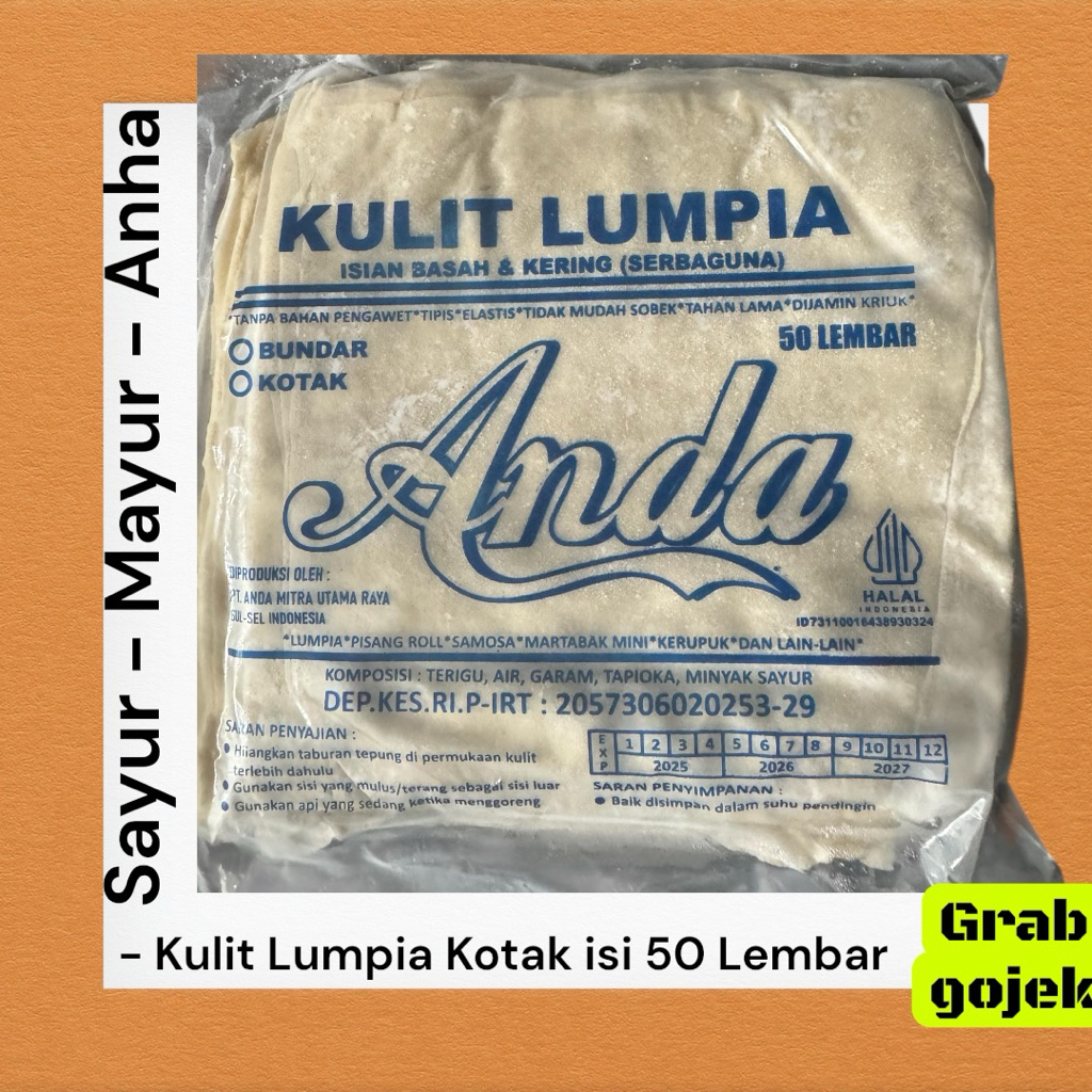 Kulit lumpia Kotak Merek Anda / isi 50Lembar