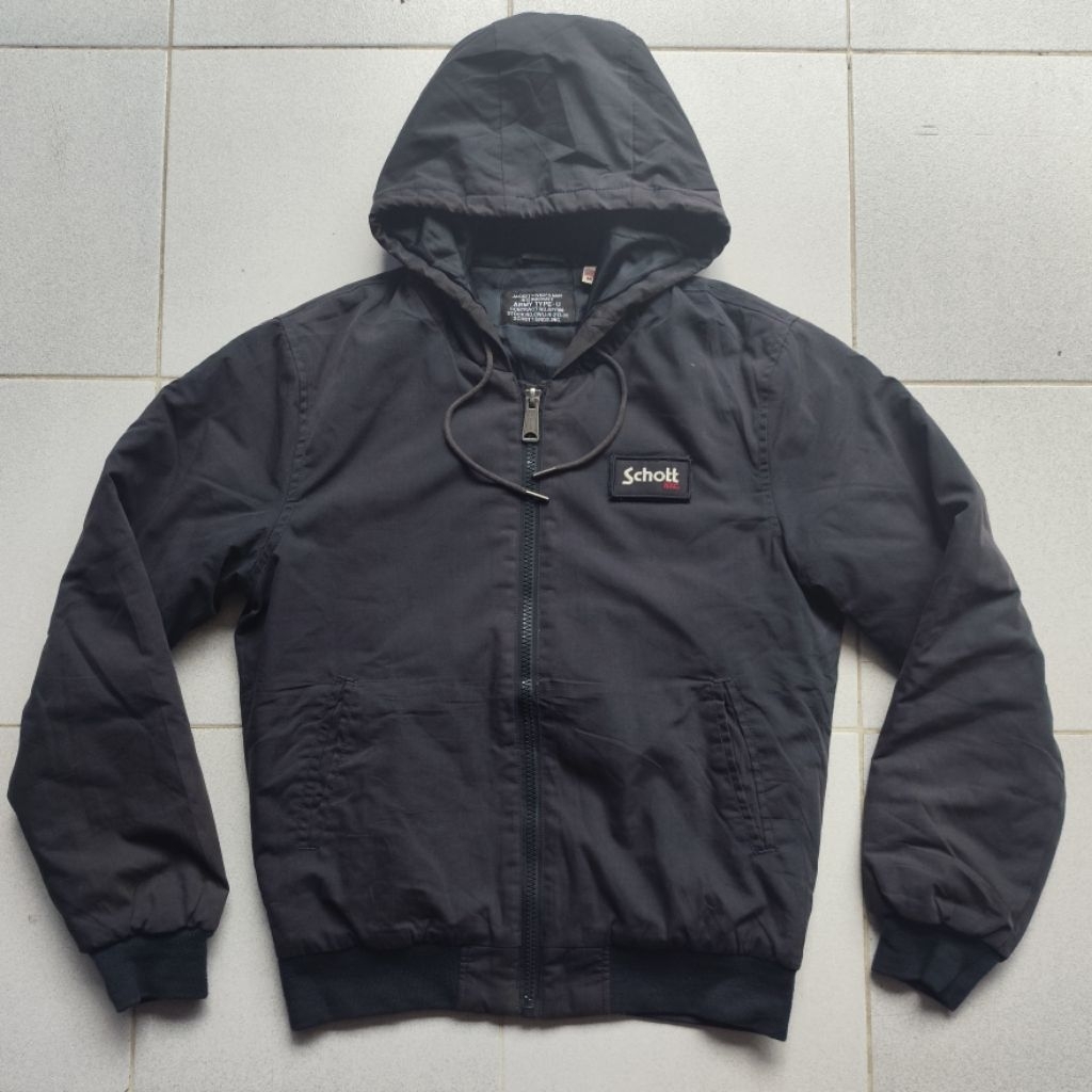 schott nyc benson grey hoodie M