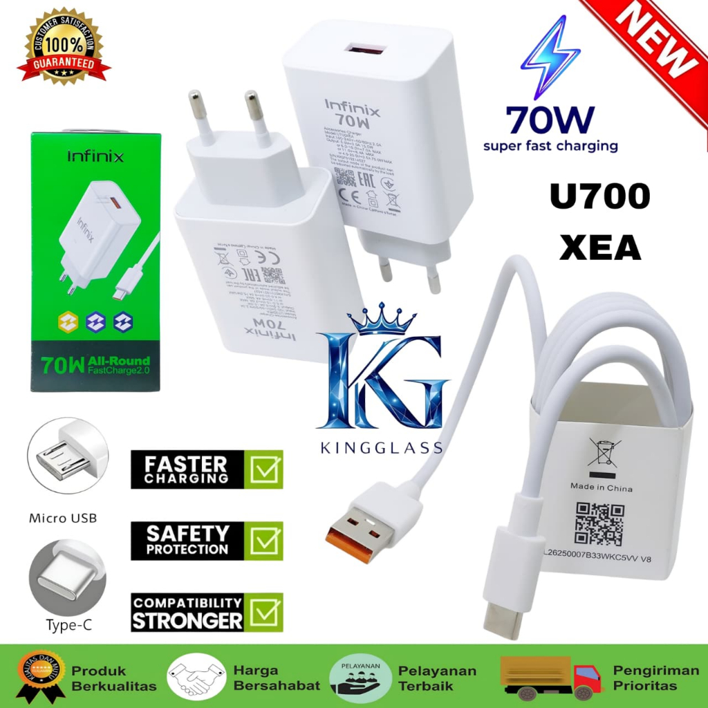 Charger 70W Infinix Note 40 Pro Super Fast Charging Real IC 100% U700XEA Micro / Type C [SEN]