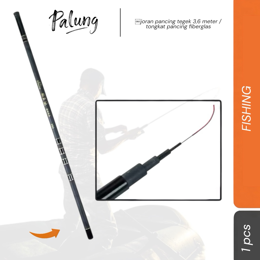 joran pancing tegek 3,6 meter / tongkat pancing fiberglas