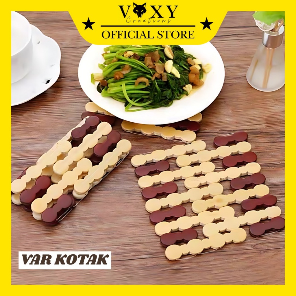 Tatakan Piring Alas Panci Bambu Kotak / Tatakan Kayu Anti Panas / Alas Tatakan Piring Gelas