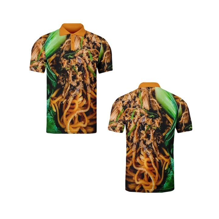 Kaos pria baju mie ayam Fullprinting bisa custom nama dan logo terbaru 2026