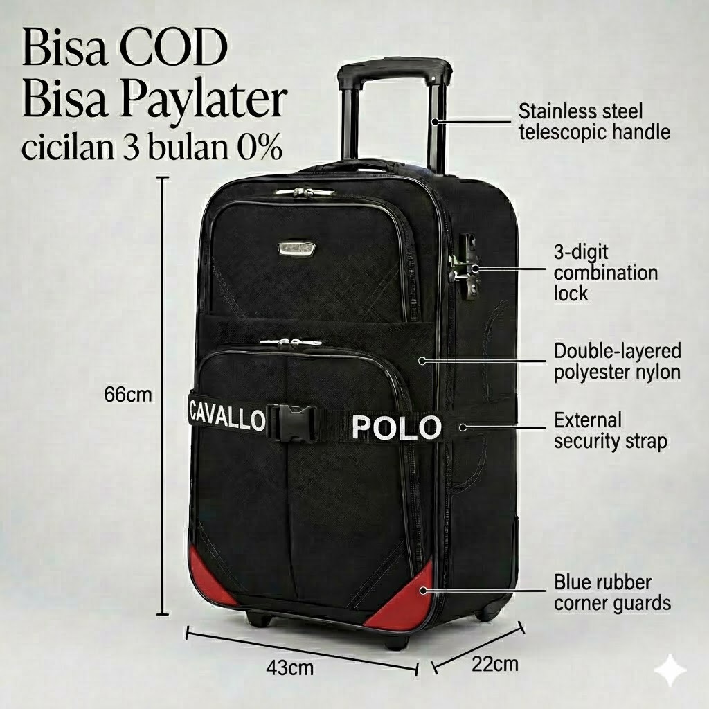 KOPER POLO CAVALLO UKURAN 22 IN KOPER TRAVEL KOPER RODA 2 EXPANDING BISA DIPERLUAS