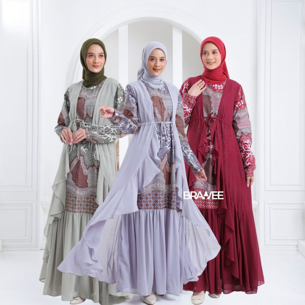Gamis Rompi Lepas Trend 2026 Gamis Batik Muslim Wanita