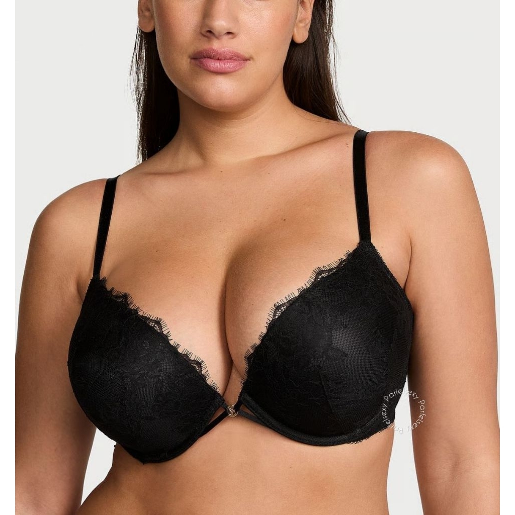 Victoria Secret Bombshell Add 2 Cup Rose Lace Bra Push Up Level 4 32D 11259394