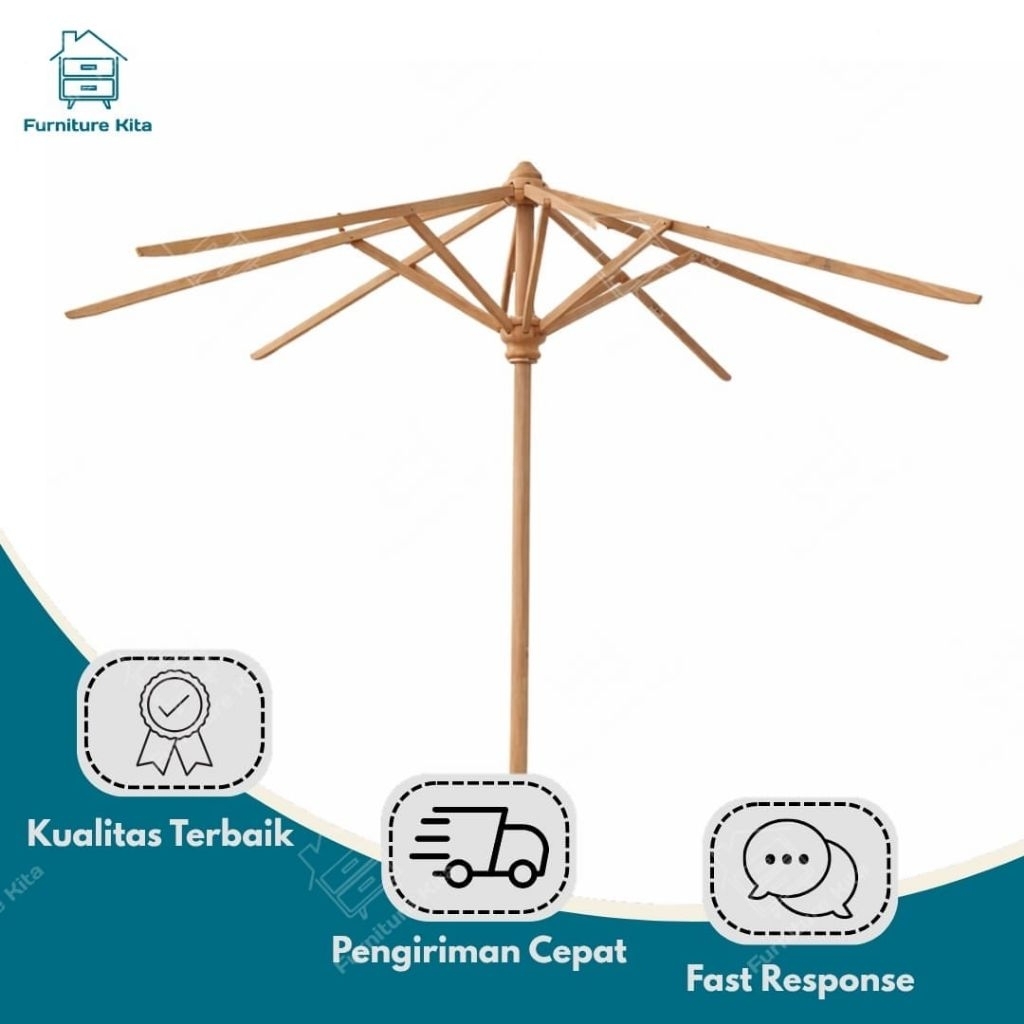 Tiang Rangka Stik Tenda Payung Taman Cafe Hotel Pantai Tenda Kayu Jati Asli Kuat Awet / Rangka Tenda