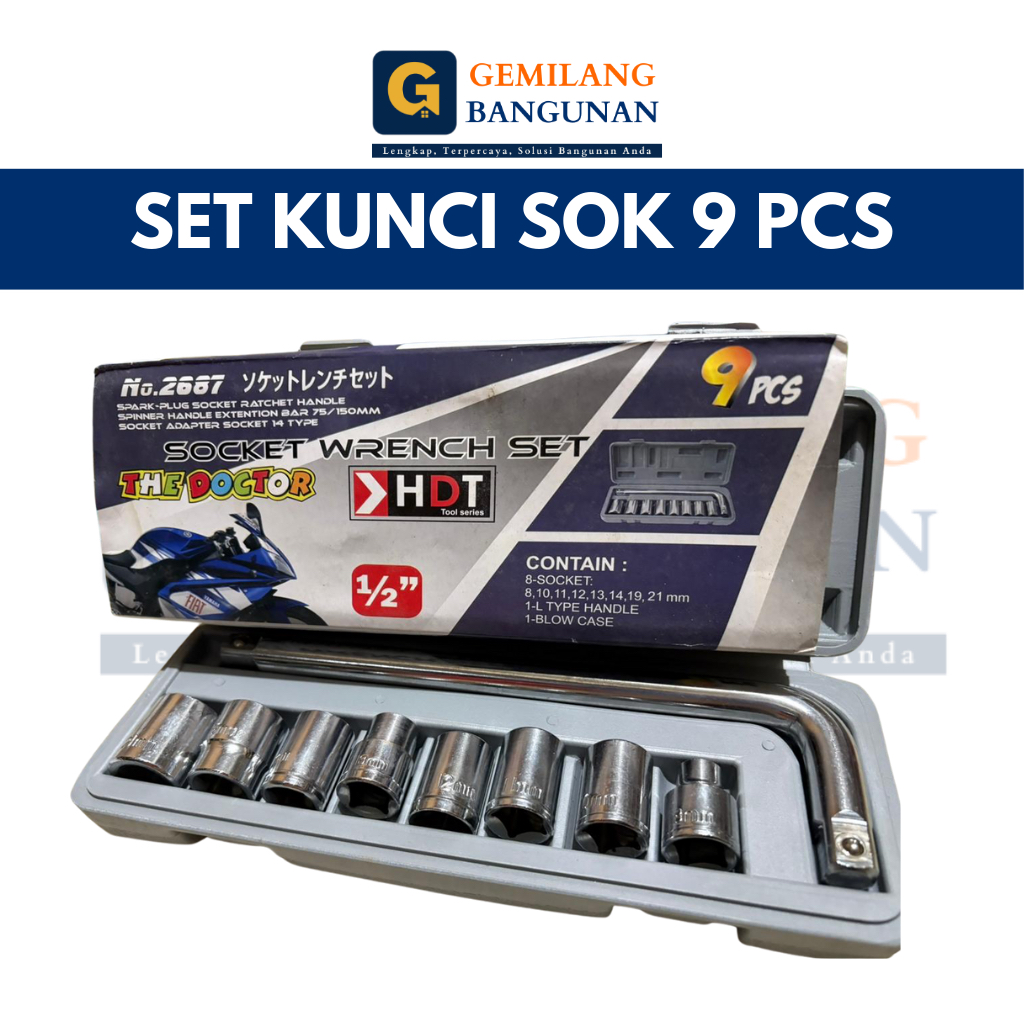 Set Kunci Sok 9 pcs HDT / Kunci Sok Set 9 pcs Kunci Sock Mata Sok