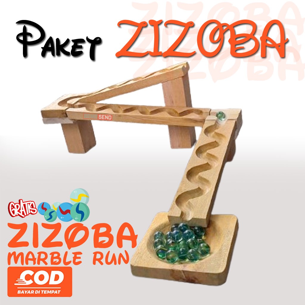 Mainan Edukatif Marble Run Kayu ZBB – Satu Set Jalur seluncuran kelereng