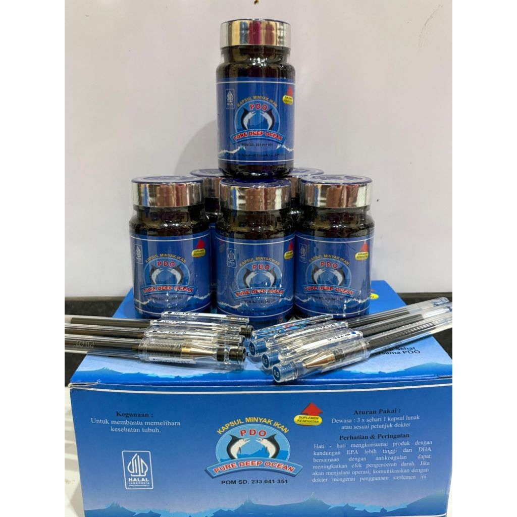PDO (Pure Deep Ocean) 1 Lusin FREE HADIAH HITEC  / Minyak Ikan PDO Lusinan =12 botol
