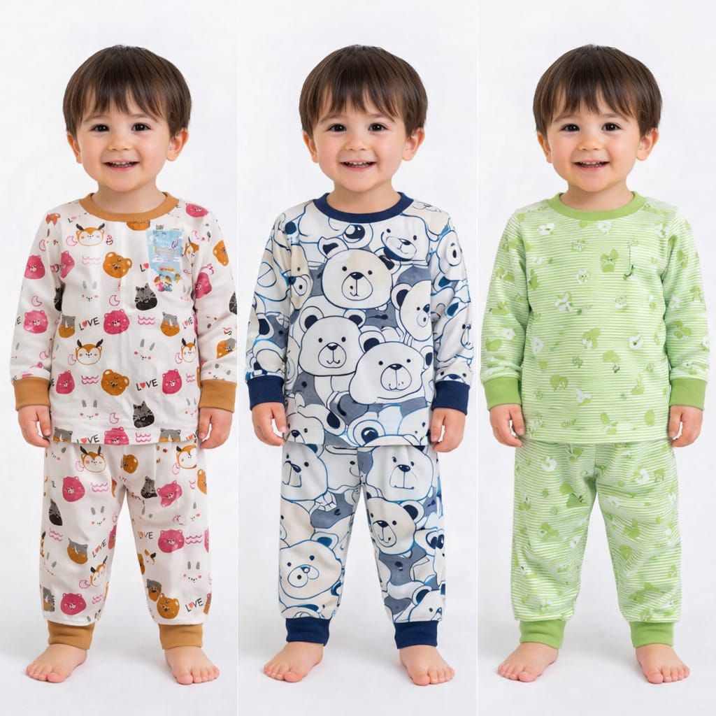 Setelan Baju Bayi Motif Baby Bear Daffa