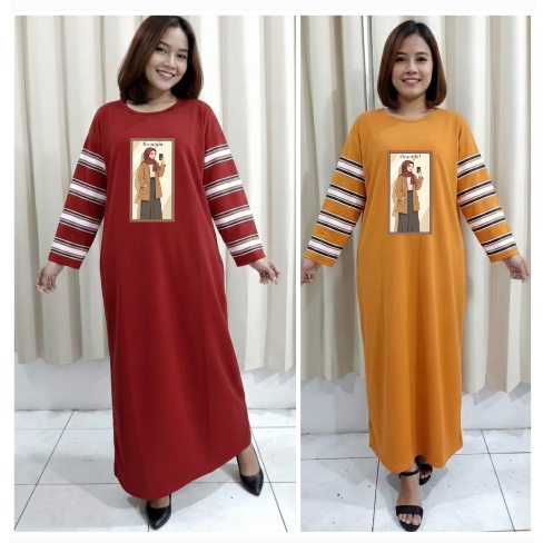 Gamis Wanita dewasa gambar BEAUTIFUL lengan baju panjang pakaian perempuan dewasa gamis kaos