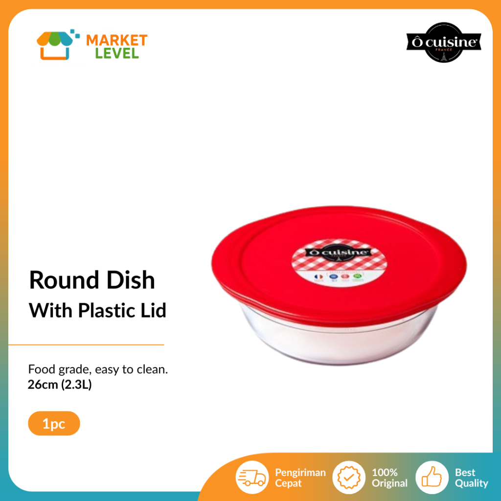 Cook & Storage Ocuisine - Round Dish With Plastic Lid 26Cm 2.3 Lt
