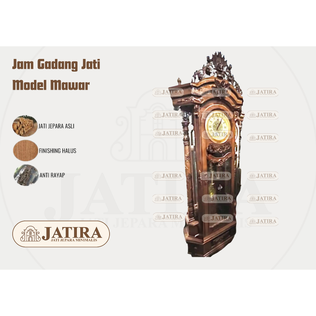 Jam Gadang Jati Model Mawar | Jam Jati Jepara Asli Murah Palembang