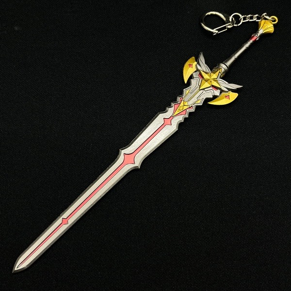 Gantungan Kunci Pedang Cinnabar Spindle Genshin Impact Albedo Metal 17cm - Replika Senjata Game Acti