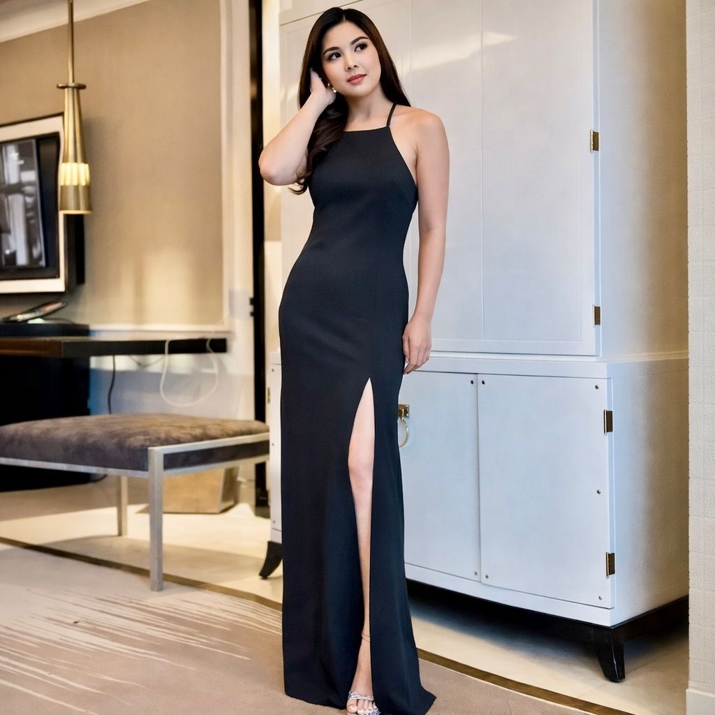 HALTER DRESS - Dress Pesta Wanita Bodycon Maxi Halter Long Dress Big Size Jumbo Ukuran Besar Plus Si