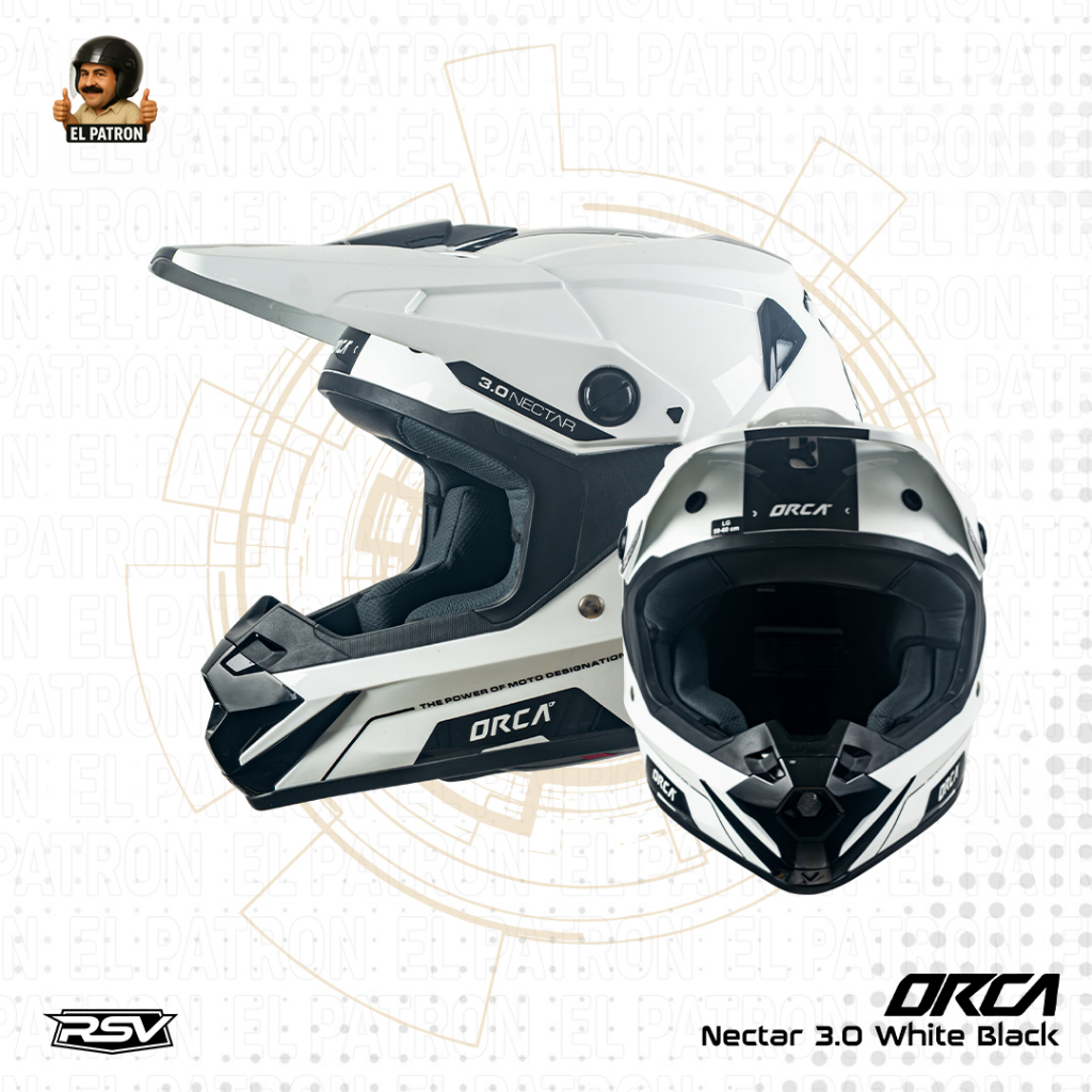 RSV ORCA NECTAR WHITE BLACK - 100%ORIGINAL Helm Dual Sport Supermoto Cross Enduro Unisex SNI DOT ECE