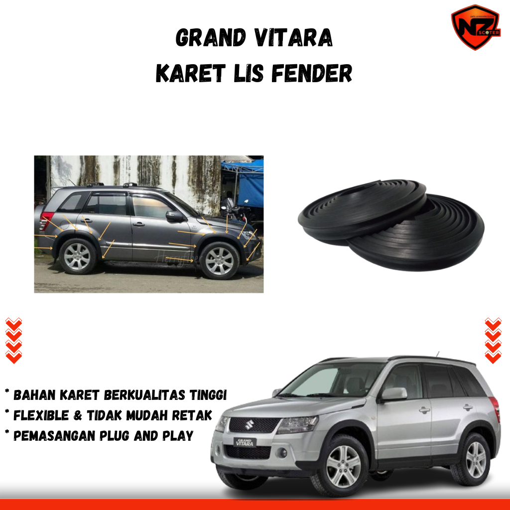 Karet Lis Fender Set Suzuki Grand Vitara | List Fender Body Original Look | Full Set 4 Roda