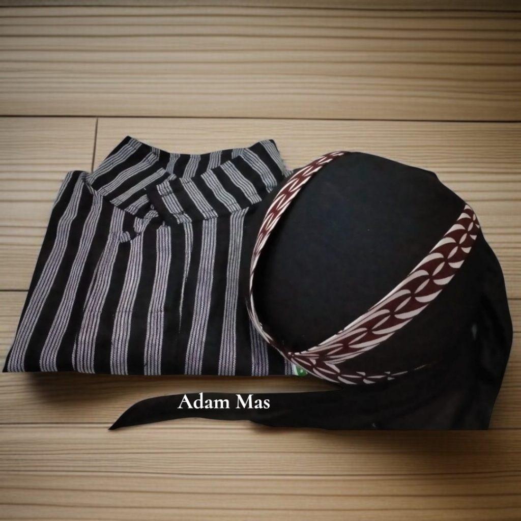 Baju Lurik Jawa Pria Dewasa/Surjan Lurik Pria/Baju Adat Jawa/Surjan Lurik Dan Blangkon Pria