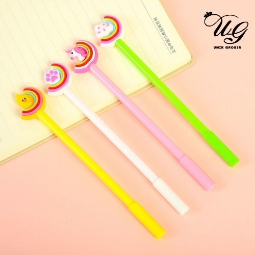 1 PCS PULPEN PEN PENA GEL RAINBOW PELANGI BIRD CUTE MURAH ALAT TULIS SEKOLAH