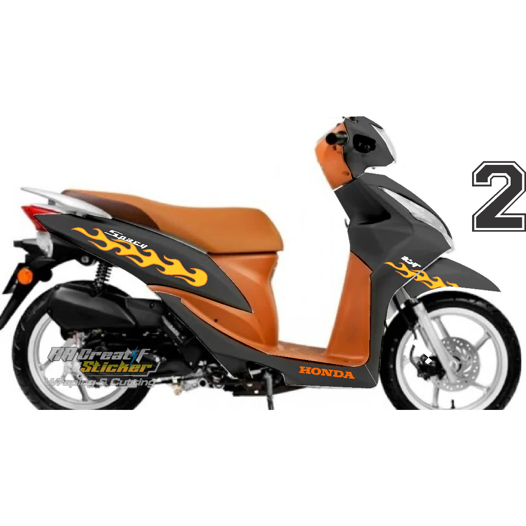 sticker Honda Spacy Aksesoris Motor Simple kalcer mooneyes fire api 02