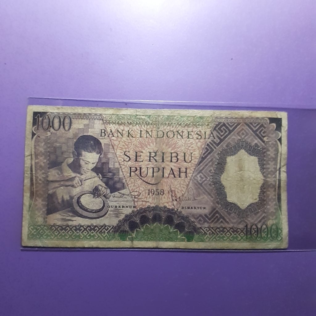 Uang kuno 1000 rupiah seri pekerja tahun 1958