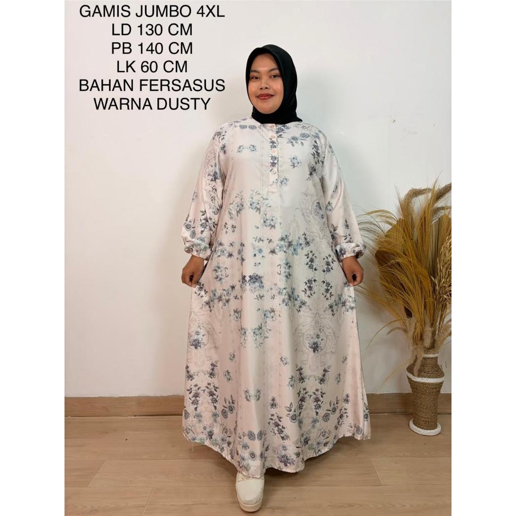 Gamis Jumbo Ld 130 Cm Motif Bunga Kekinian - Aulia Dress
