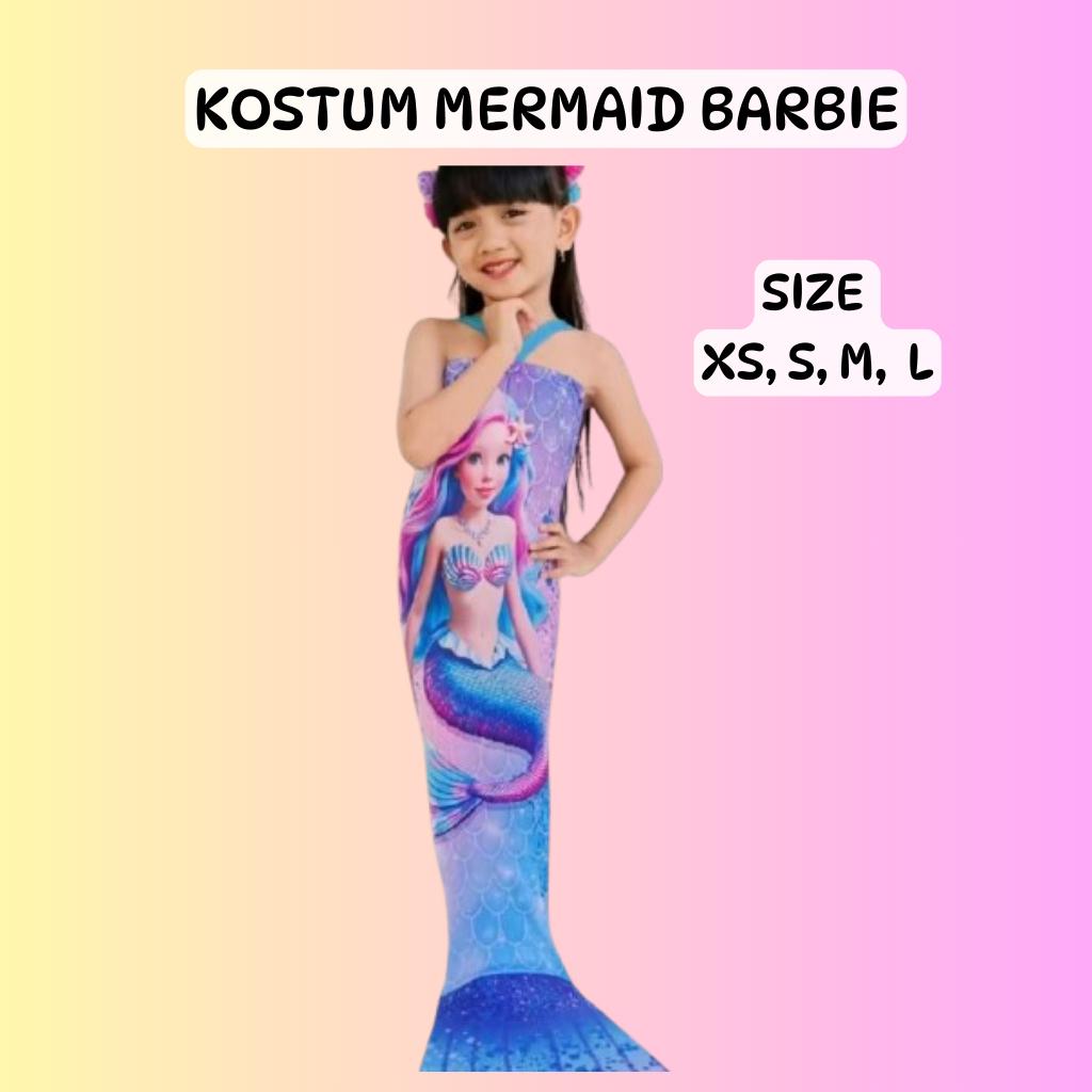 Kostum Mermaid Motif Barbie Kostum Putri Duyung Kostum anak Renang