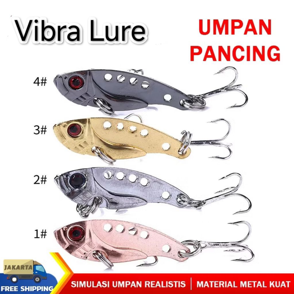Vibra Lure Umpang Pancing Simulasi Realistik Material Metal Kuat 4 Warna Pilihan
