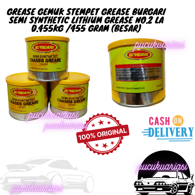Grease Gemuk Stempet Grease Burgari Semi Synthetic Lithium Grease No.2 LA 0.455kg /455 Gram (Besar)