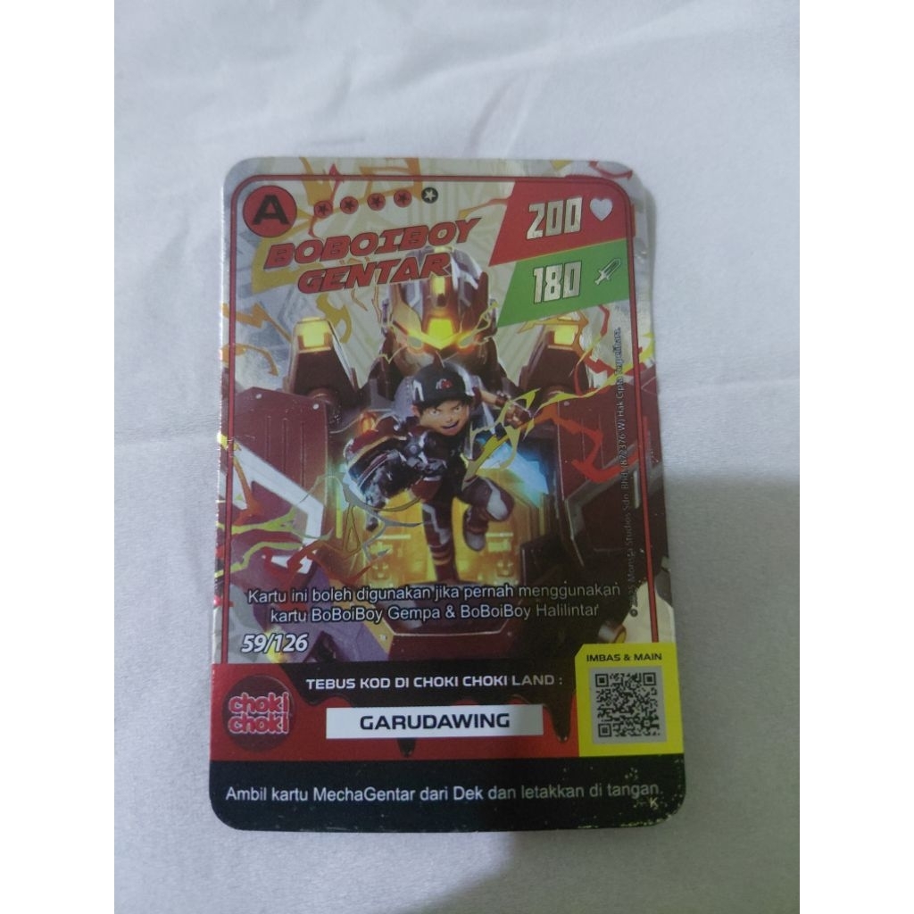 kartu boboiboy gentar