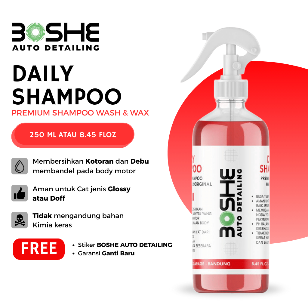 SHAMPOO PEMBERSIH MOTOR DAILY SHAMPOO ORIGINAL BOSHE AUTO DETAILING/CAIRAN PEMBERSIH MOTOR/ BOSHE AU