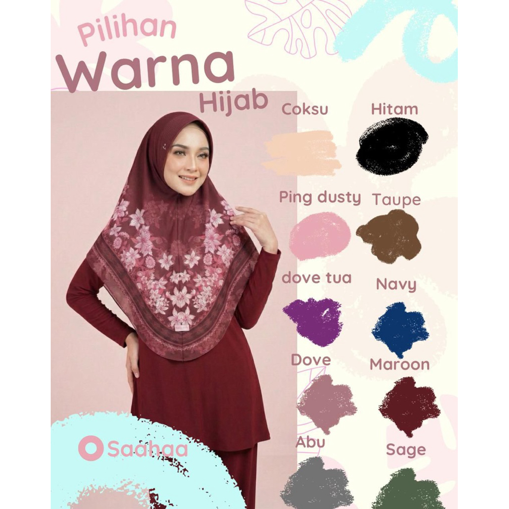 Zaohijab - Jilbab kerudung instan bergo motif bunga printing Jersey premium