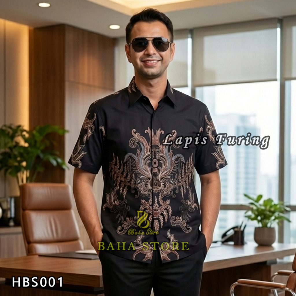SPESIAL PROMO BAHA STORE Kemeja Batik Pria Lengan Pendek Premium Full Furing