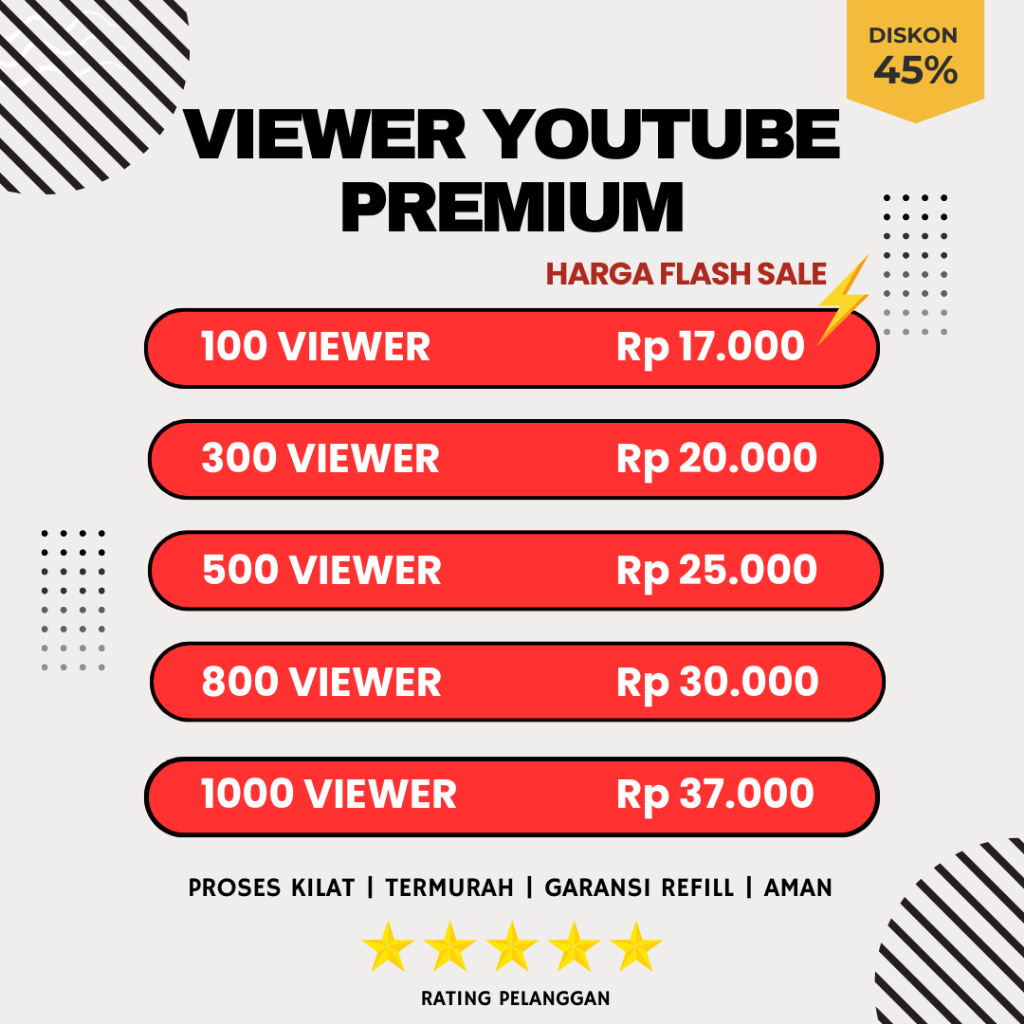DISKON HARI INII VIEW VIEWERS YOUTUBE VIEW  QUALITY BERGARANSI MURAH NON-DROP PERMANEN YOU MURAH