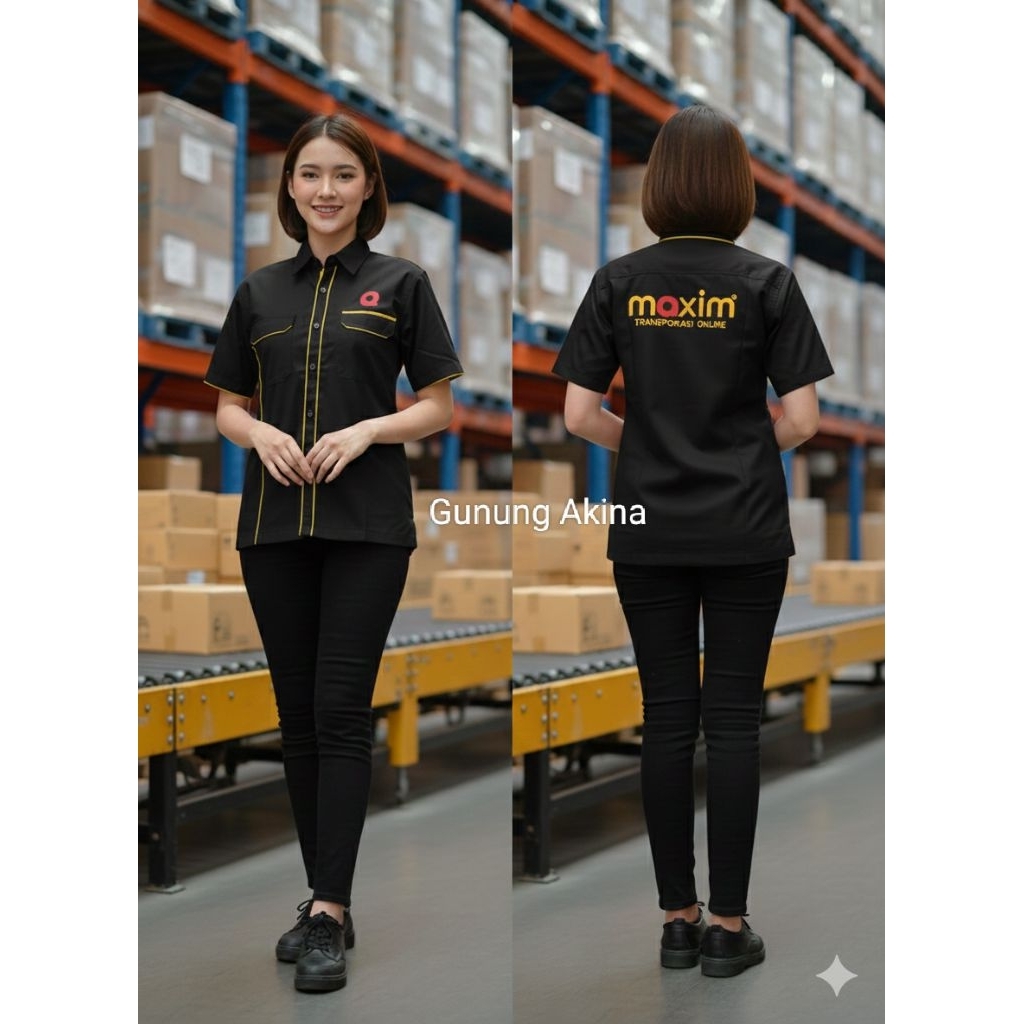 kemeja Maxim baju pdh Maxim hitam pendek