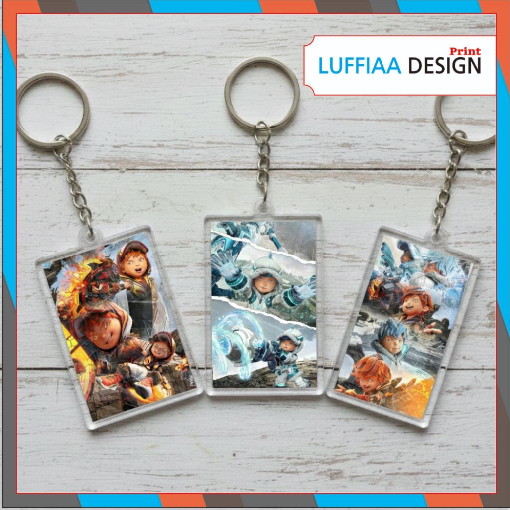 keychain Boboiboy galaxy | ganci insert paper kotak Boboiboy | fanmerch | Boboiboy nova - Boboiboy b