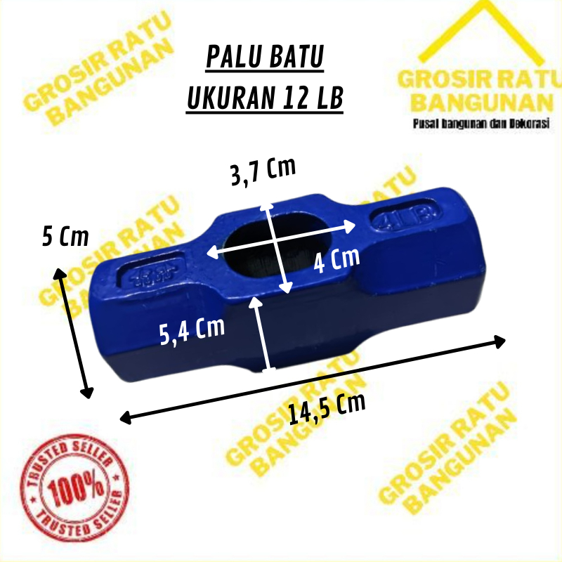 Kepala Palu Batu Bodem 12 LB Tanpa Gagang Palu Penghancur
