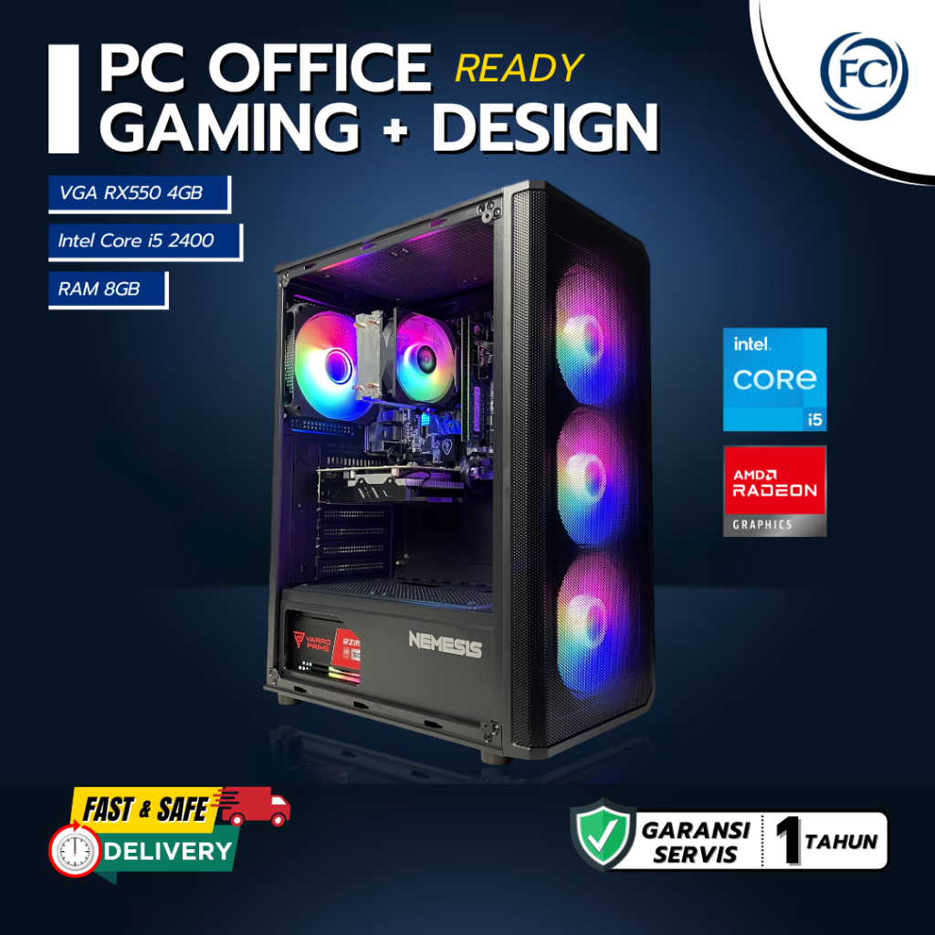 PC GAMING FULL SET RGB + MONITOR SIAP PAKAI (VALORANT PUBG FORTNITE)