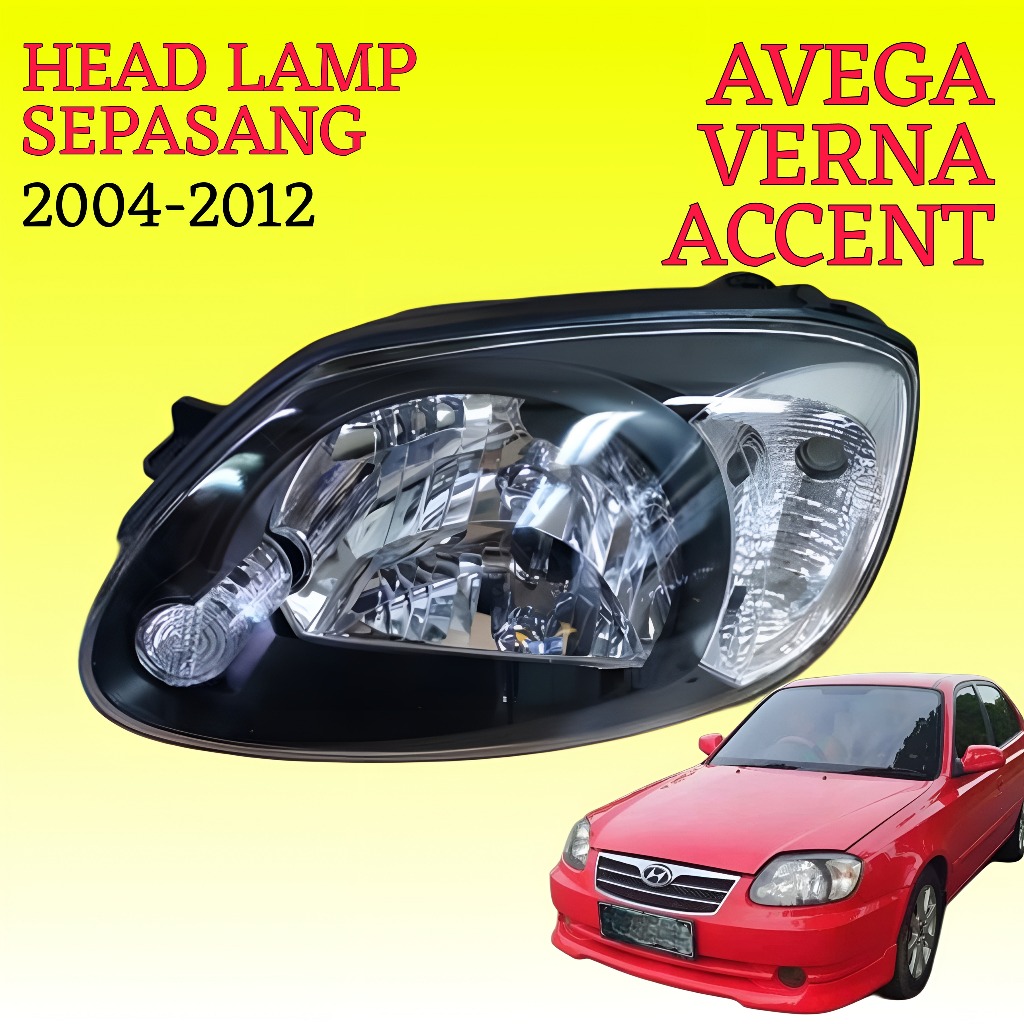 LAMPU DEPAN HEAD LAMP HEADLAMP HYUNDAI AVEGA 2008 2007 2009 2010 2011 2012 SMOKE