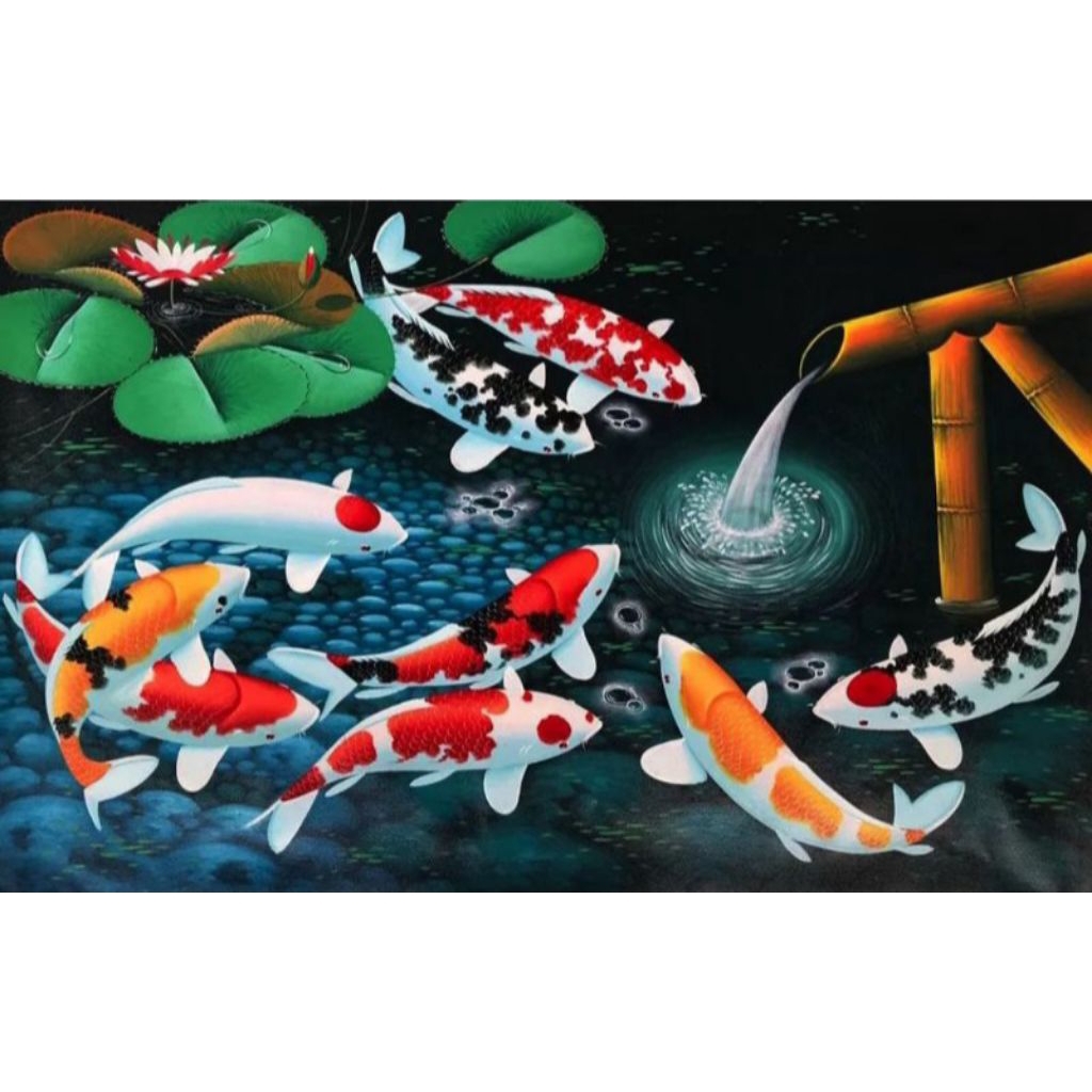 Poster Cetak, IKAN MAS KOI, Ukuran JUMBO, 100x70cm & 150x100cm & 200x100cm/Hiasan Dinding/Lukisan Ce