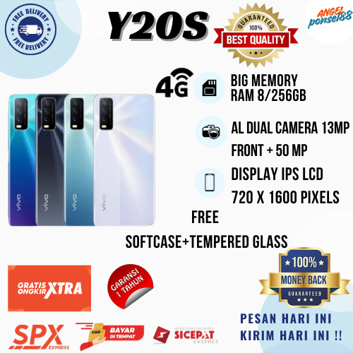 PROMO SMARTPHONE VIVO Y20S 4G 6.51inch RAM 8/256GB FULLSET TERBARU GARANSI 12 BULAN