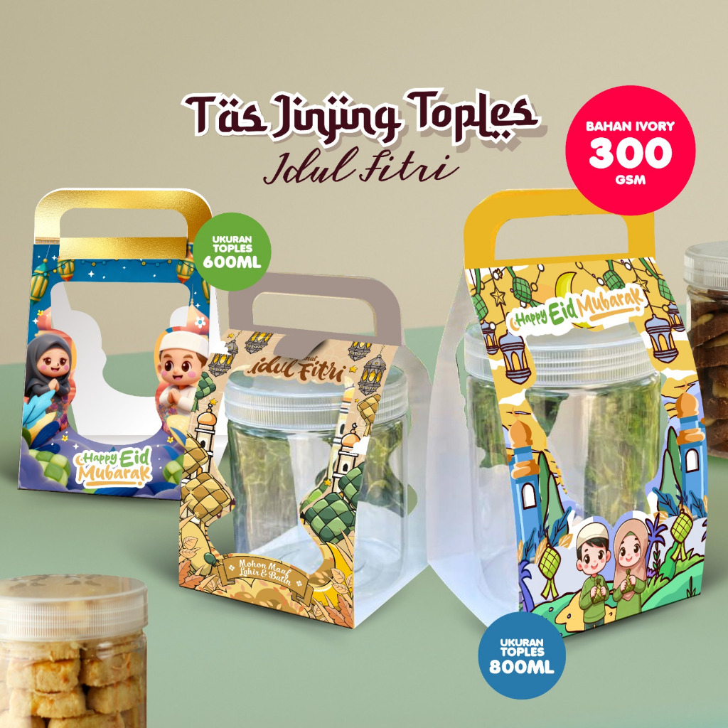 BOX JINJING TOPLES TABUNG | BOX JINJING HAMPERS | BOX IDUL FITRI | UNTUK TOPLES                     