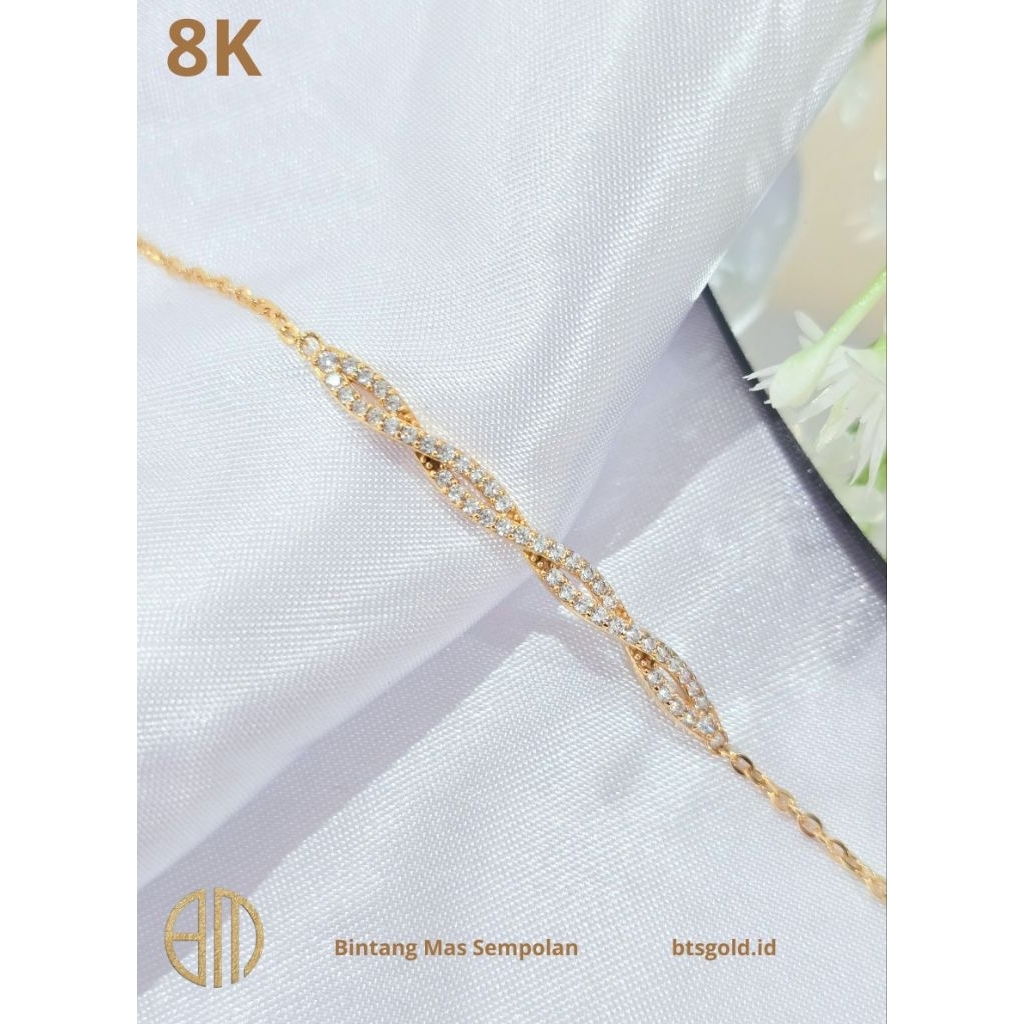 Gelang Rante Hollow Model Serut Ulir Permata Emas Asli