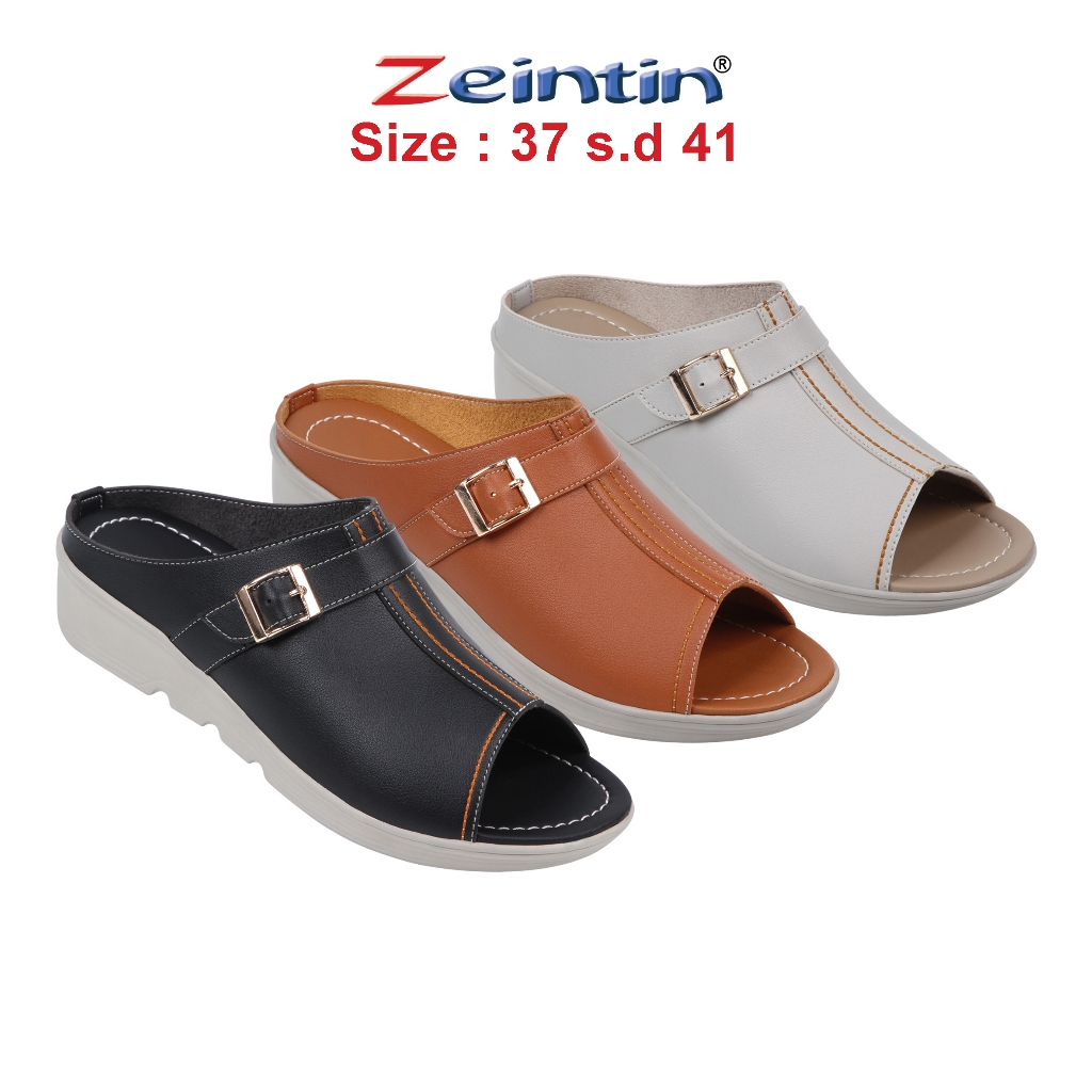 Zeintin - Sepatu Sandal Wanita Bahan Kulit Sintetis Wanita Sendal Wedges RD