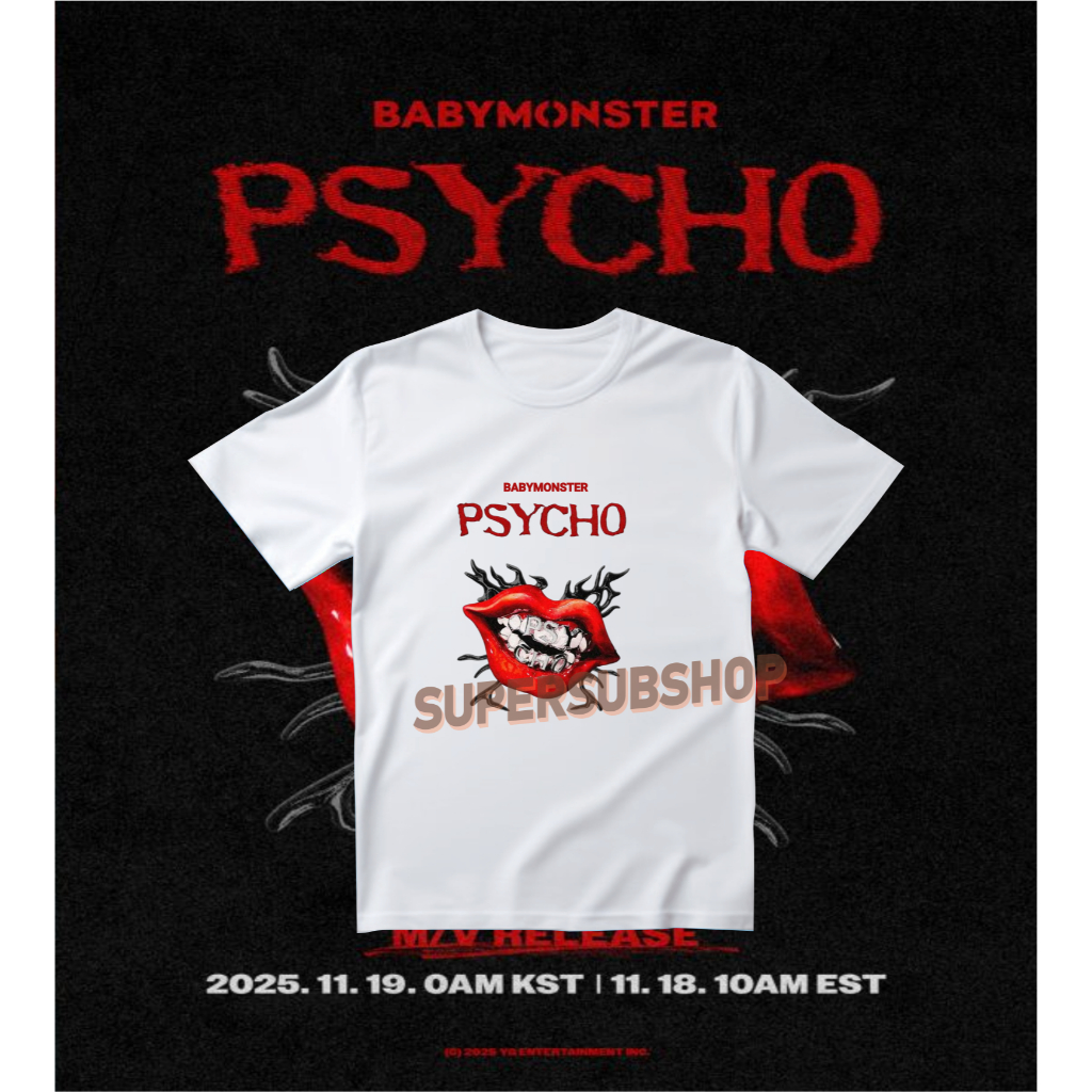 Kaos Kpop BABYMONSTER 'PSYCHO' Merch Babymonster Terbaru T-shirt Babymonster