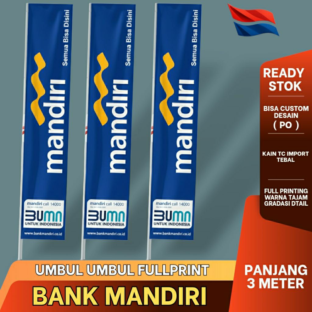 UMBUL UMBUL BANK MANDIRI FULLPRINT BAHANTC IMPORT PANJANG 3 4 METER